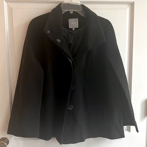 Next Black Woollen capelet coat with slant pockets and high collar. Size 8